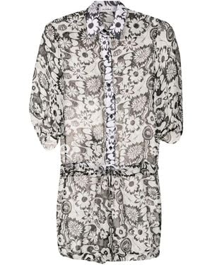 Amir Slama Mono Corto Con Motivo Floral - Gris