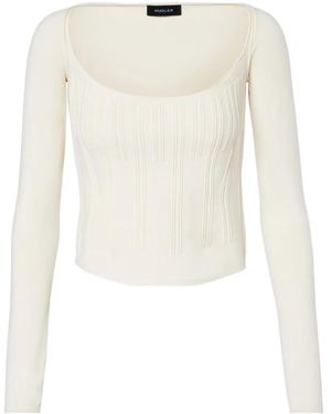 Mugler Boning-Detai Long-Sleeve Top - White