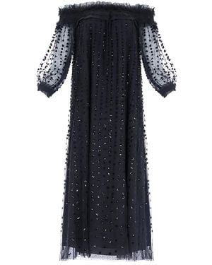 Needle & Thread Schulterfreies Raindrop Smoked Ballerina-Kleid Mit Rüschen - Schwarz