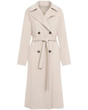 Yves Salomon Double-Breasted Coat - Natural