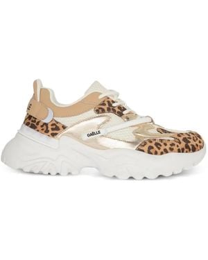 Gaelle Paris Leopard-Panel Trainers - White