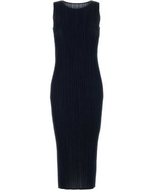 Pleats Please Issey Miyake Pleated Sleeveless Midi Dress - Blue