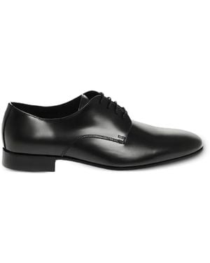 Corneliani Brushed Leather Derby Shoes - Black