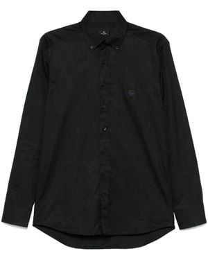 Etro Patterned-Jacquard Cotton Shirt - Black