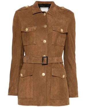 Tagliatore Clea Buckle-Belt Leather Jacket - Brown
