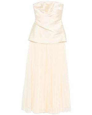 Solace London Claudette Strapless Pleated-Skirt Dress - White