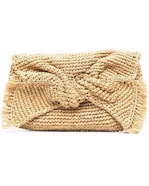 Anya Hindmarch Bow-Detail Raffia Clutch Bag - Multicolour