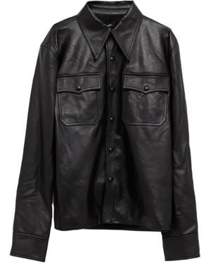 Willy Chavarria Chente Leather Shirt - Black