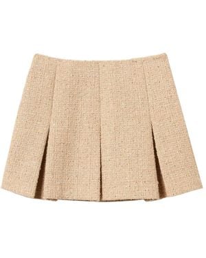 Twinset Bouclé Pleated Mini Skirt - Natural