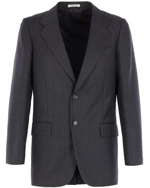 AURALEE Striped Two-Button Jacket - Black