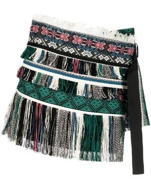Sacai Fringed Asymmetric Shorts - Green