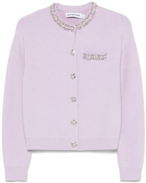 Self-Portrait Cardigan With Crystals - Pink