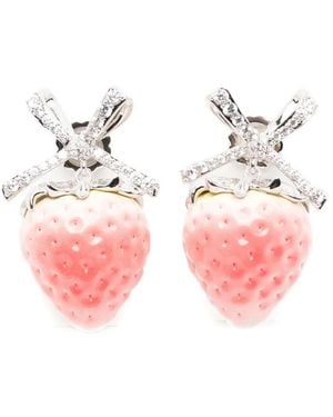 YVMIN Strawberry Bowknot Earrings - Pink