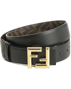Fendi Ff Rounded Reversible Belt - Black