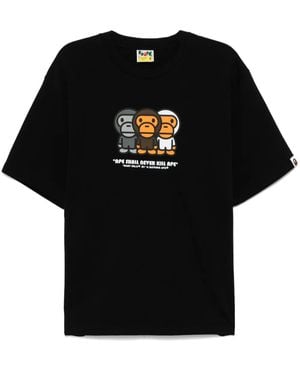 A Bathing Ape T-Shirt Baby Milo Con Vestibilità Comoda - Nero