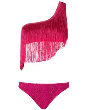 Missoni One-Shoulder Fringed Bikini - Pink