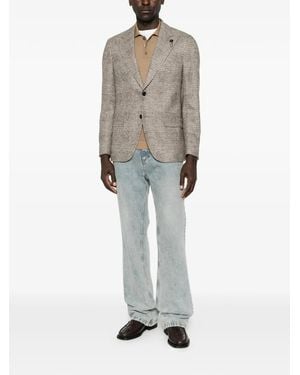 Lardini Prince Of Wales Check Blazer - Gray