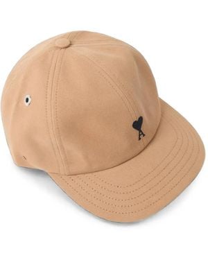 Ami Paris Cotton Cap With Ami De Coeur - Natural