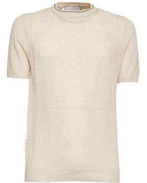 Amaranto Round-Neck Openwork T-Shirt - White