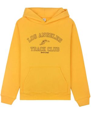 Sporty & Rich Track Club Logo-Print Hoodie - Yellow