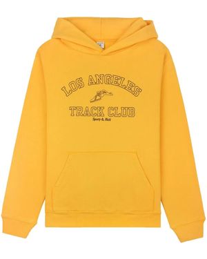 Sporty & Rich Track Club Logo-Print Hoodie - Yellow
