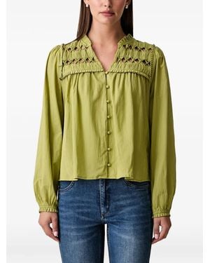 INTROPIA Cecile Lattice-Detail Ruffled Shirt - Green