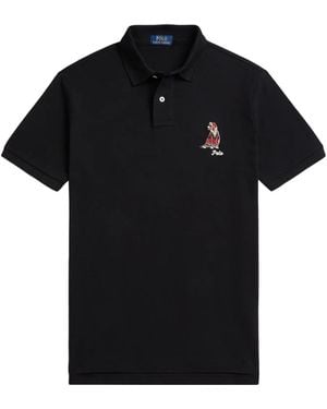 Polo Ralph Lauren Dog-Embroidered Polo Shirt - Black