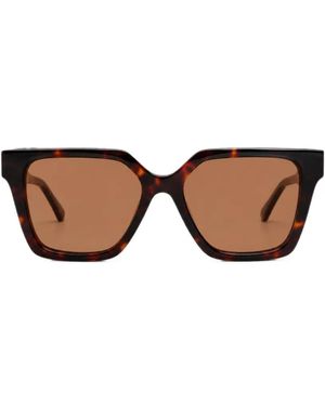Kat Maconie Aria Tortoiseshell-Effect Geometric-Frame Sunglasses - Brown