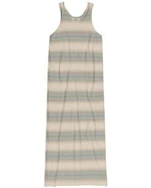 AURALEE Vestido Midi A Rayas - Blanco