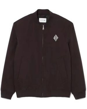 Lacoste Logo-Patch Bomber Jacket - Brown