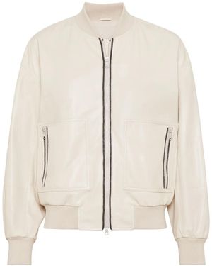 Brunello Cucinelli Luxurious Leather Jacket For - Natural