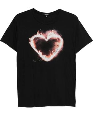R13 T-Shirt Flaming Heart - Black