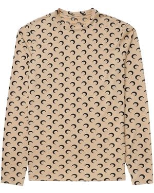 Marine Serre Regenerated Moon-Print Long-Sleeve T-Shirt - Natural