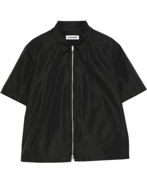 Jil Sander Zip-Up Short-Sleeve Shirt - Black
