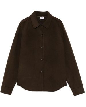 Aspesi Press-Stud Felted-Texture Shirt - Brown