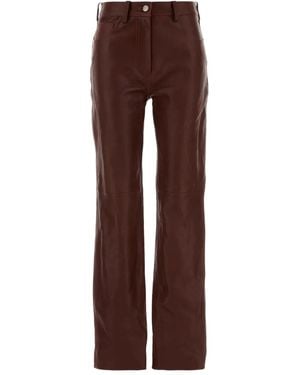 Magda Butrym Leather Straight-leg Trousers - ブラウン
