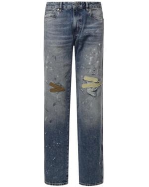 PDF Jean Nico À Effet Usé Et Effet Taches De Peinture - Bleu