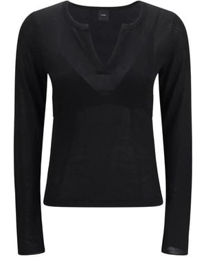 Pinko Jumper With Open V-Neck - Black