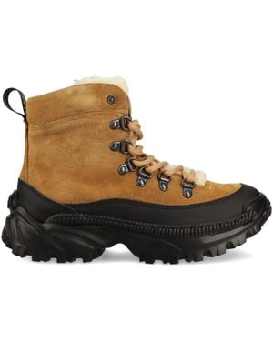 HUGO Suede Shearling-Lined Hiking Boots - Brown