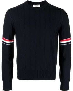 Thom Browne Rwb Wool Crewneck Jumper - Blue