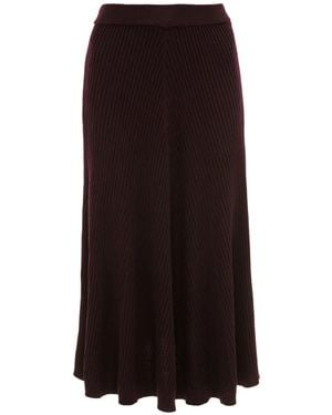 Victoria Beckham Ribbed Knit Midi Skirt - Brown