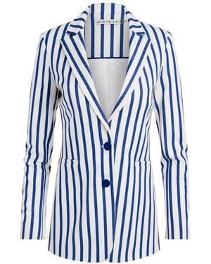 Alice + Olivia Vertical-Stripe Single-Breasted Blazer - Blue