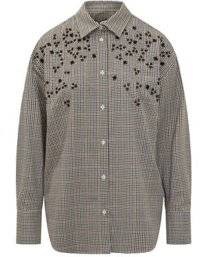 MSGM エンブロイダリー チェックシャツ - グレー