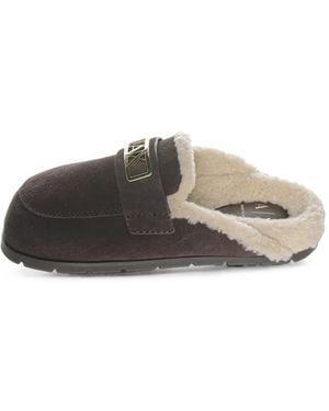ARMANI EXCHANGE Logo-Plaque Flat Mules - Brown