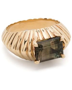 Lizzie Mandler 18Kt Xl Fluted Crescent Tourmaline Ring - Metallic