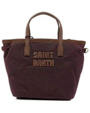 MC2 Saint Barth Mini City Logo-Patch Suede-Trim Tote Bag - Brown