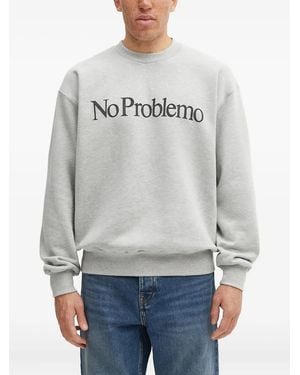 No Problemo Logo-Detail Crew-Neck Sweater - Gray