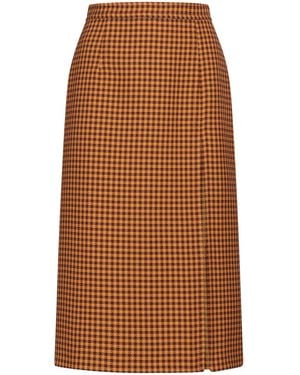 Marni Checked Midi Skirt - Brown