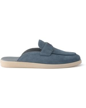 Prada Suede Mules - Blue