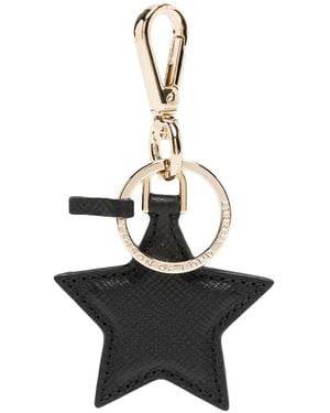 Smythson Leather Star Keyring - White